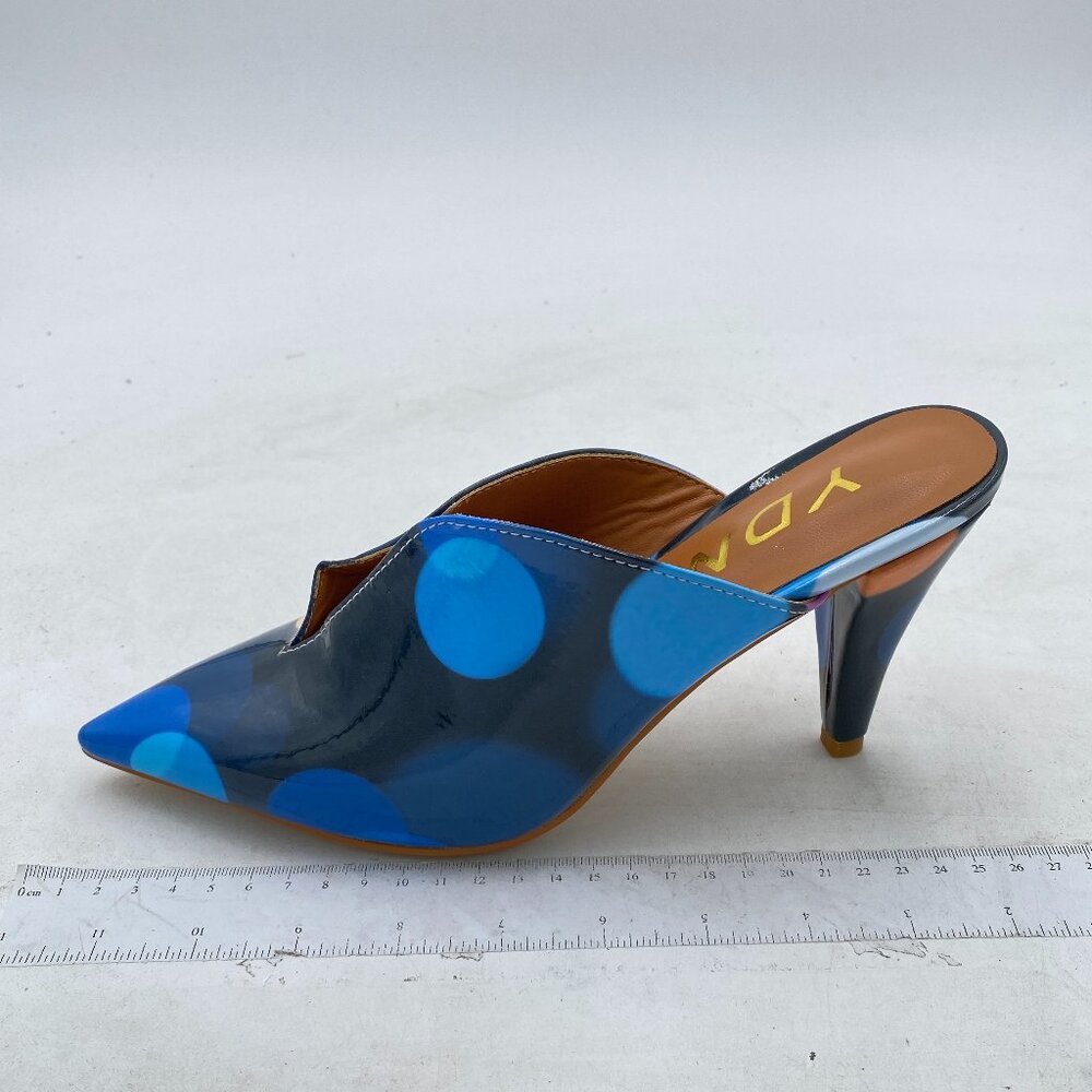 Ydn Colorful Dots Cone Heel Pointed Toe Slide Mul… - image 2